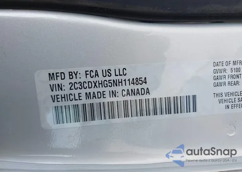 2022 Dodge Charger Gt Rwd из США, поврежденный, VIN 2C3CDXHG5NH114854